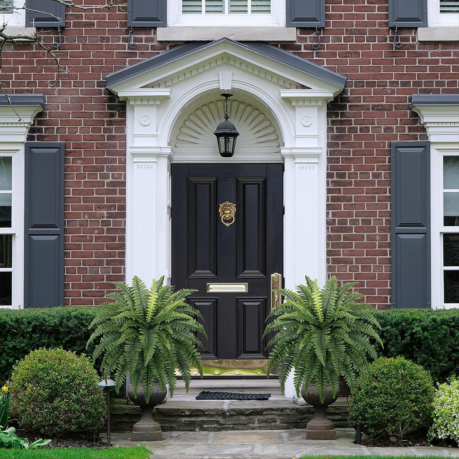 35" Ferns Artificial Bush Plants Large, 2 Artificial Boston Ferns with 39 Fronds for Outdoors Home Decor