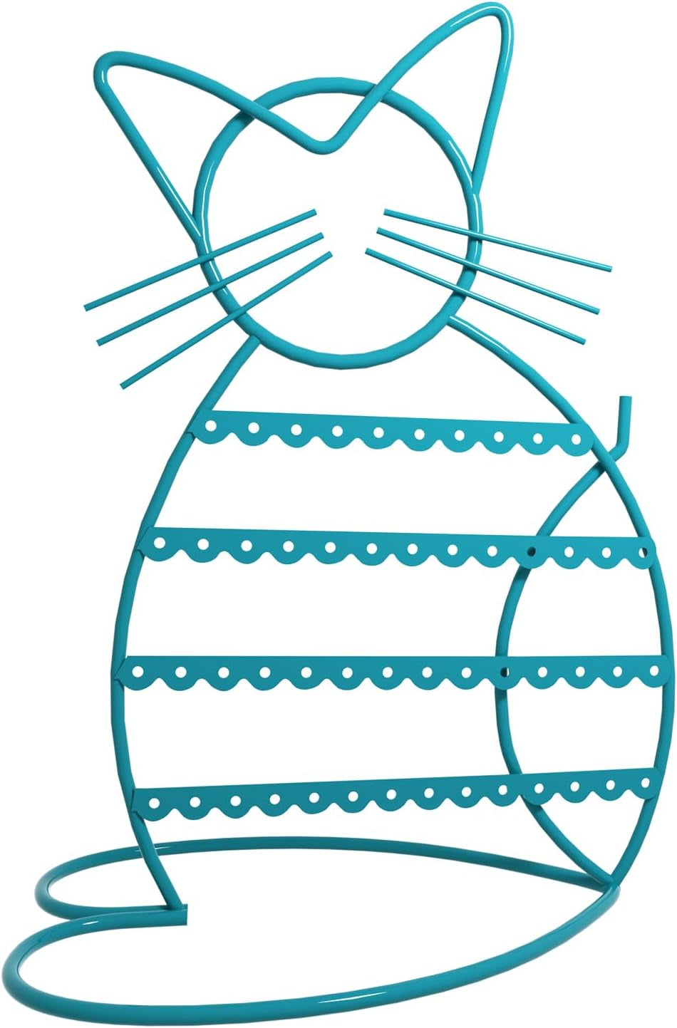 Jewelry Organizer Stand Cat Shaped Earring Holder Organizer Metal 48 Stud Earring Holes Jewelry Holder, Metal Jewelry Display Vanity Organizer for Girls - Blue