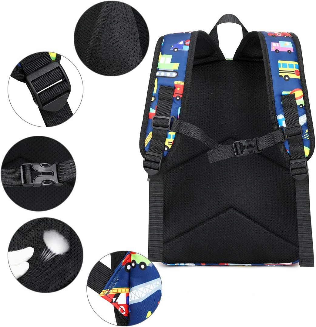 Preschool Backpack Kids School Bookbags for Boys Girls Kindergarten Toddler School Bags (Truck Navy)