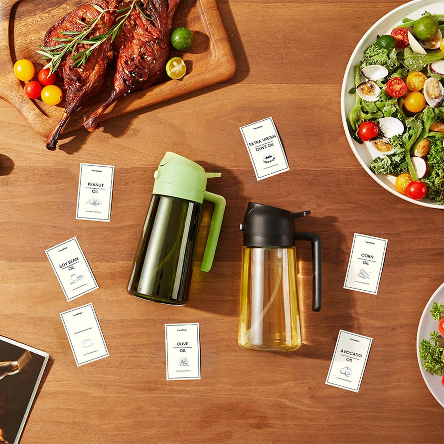 8 Waterproof Labels for Oil Dispenser – Durable Kitchen Stickers for Olive Oil, Vinegar, and More