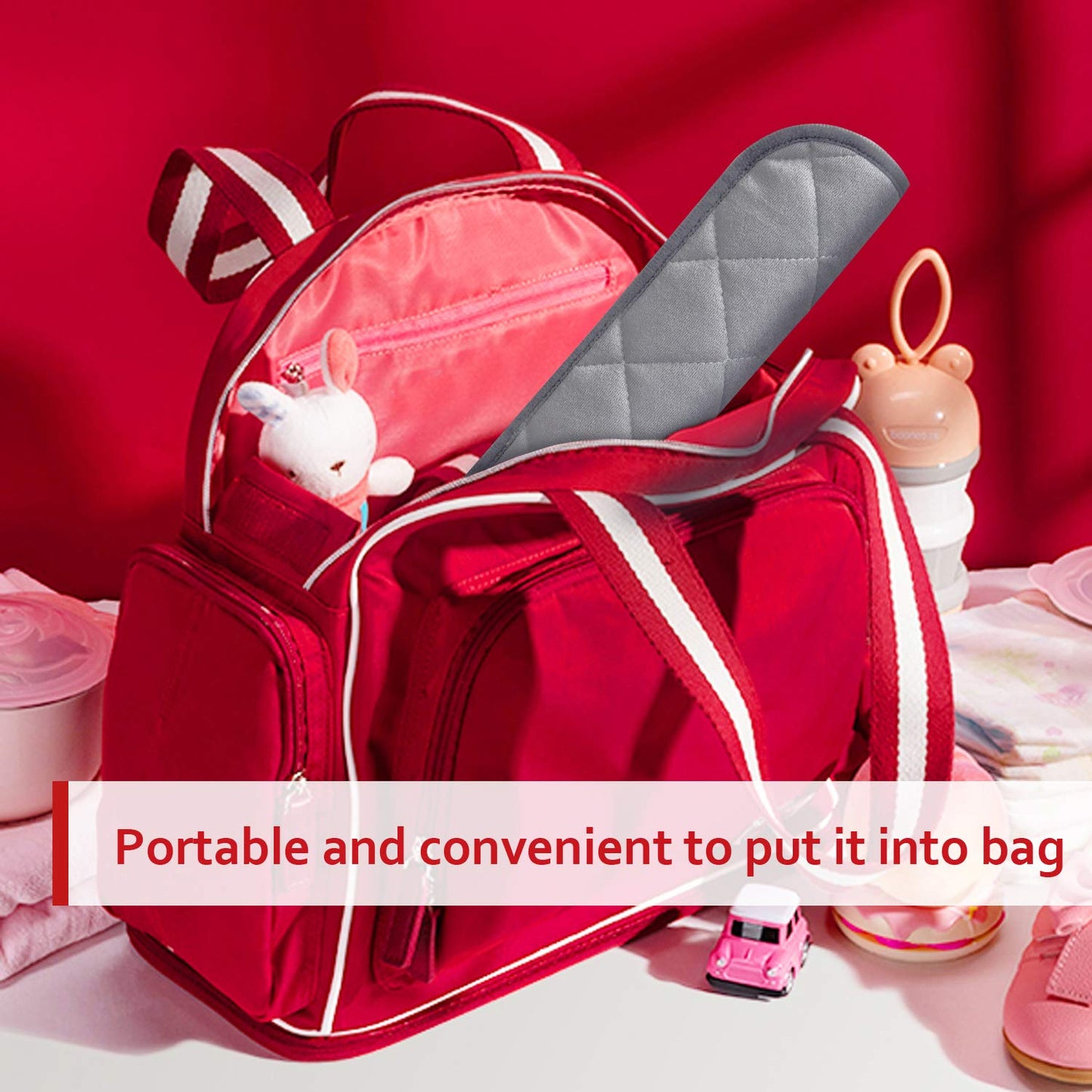 Diaper Changing Pad Liner Non-Slip, Waterproof Terry Mat, Quilted Absorbent Bassinet Liners Washable, 3 Pack 13"X 26" Reusable Portable Changing Table Pad Rectangle Grey