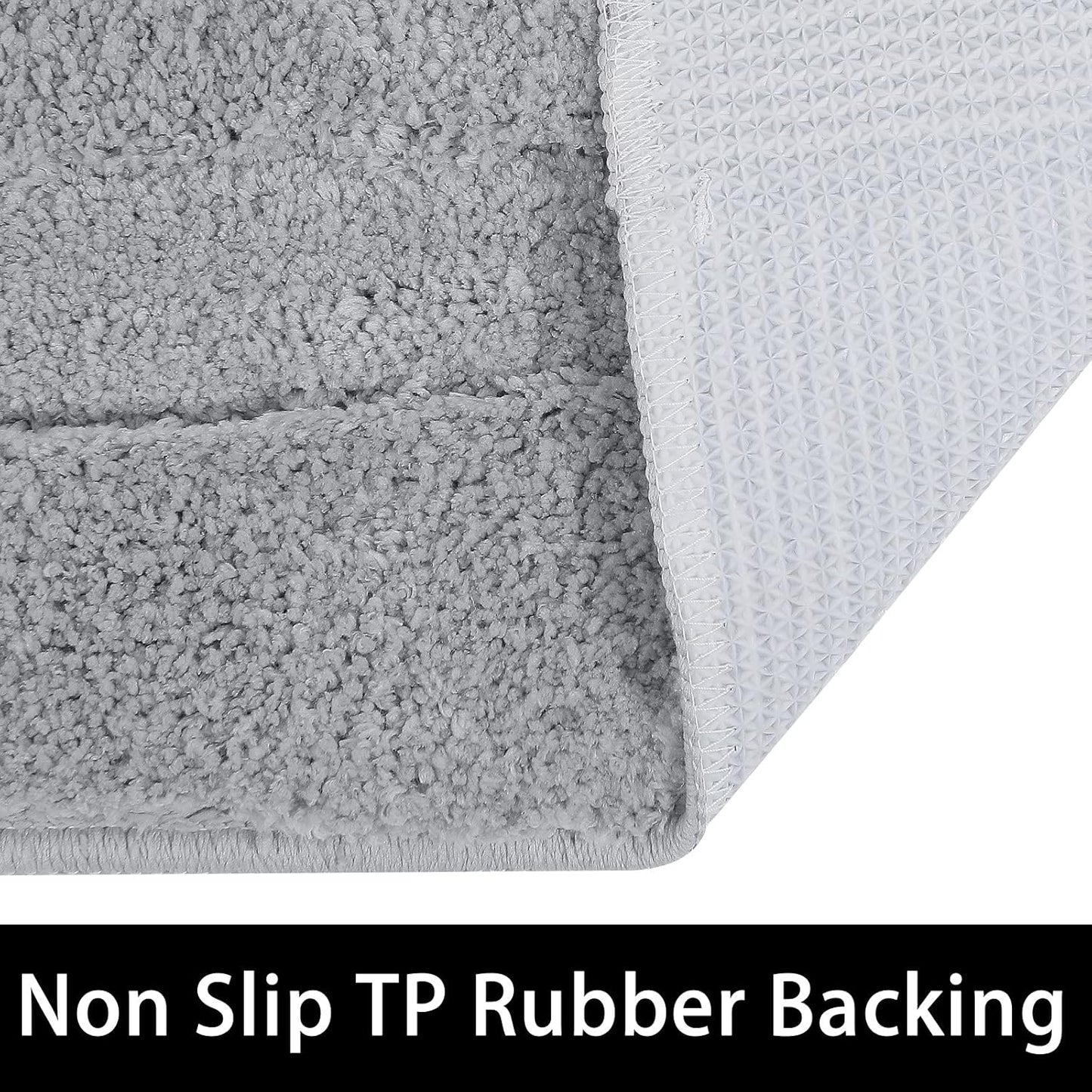 Small Bathroom Rugs Set of 2 Pieces Bath Rugs with U Shape Toilet Rugs Set 16X24 + 20X24 Inch Soft Absorbent Bath Mats Non Slip Plush Shower Rug Machine Washable, Light Grey