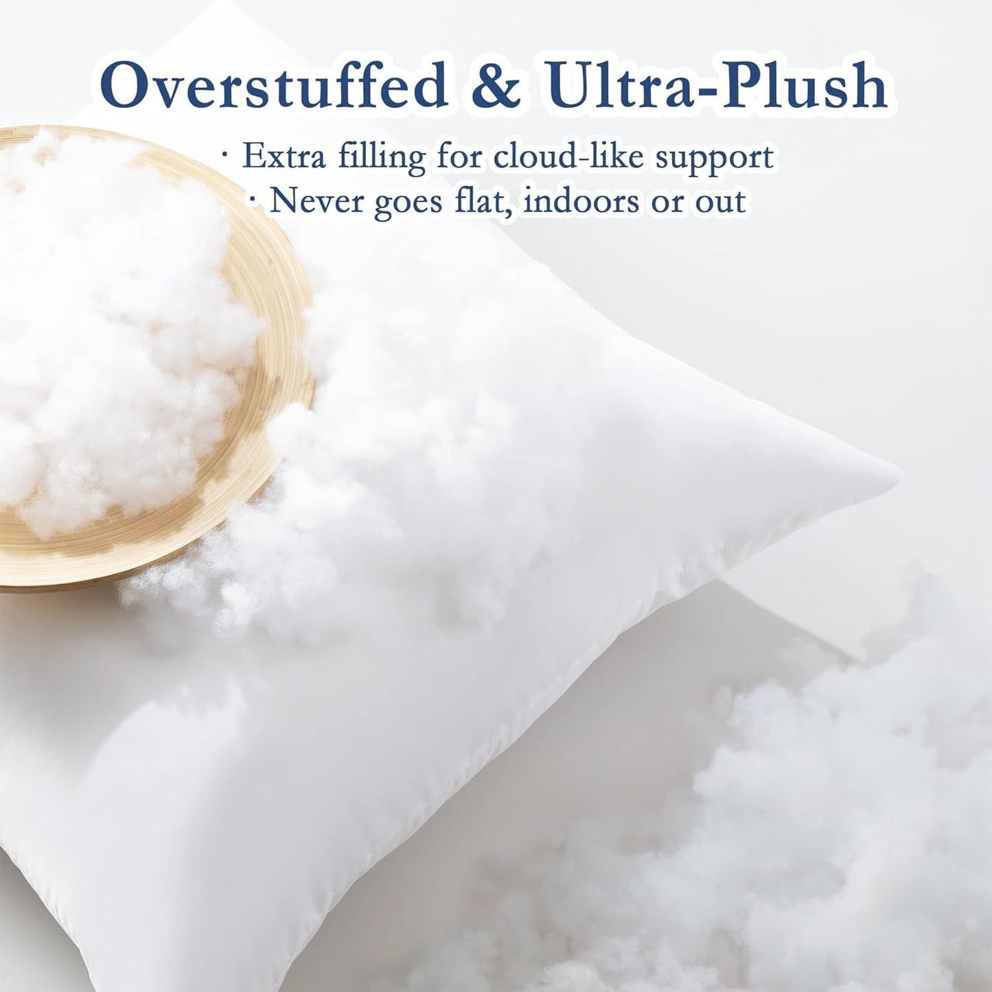 ® 20X20 Outdoor Pillow Inserts, Set of 2, Fluffy Soft Water-Resistant down Alternative Square Form Sham Stuffer for Porch Swing Sofa Couch Cushion Patio Furniture