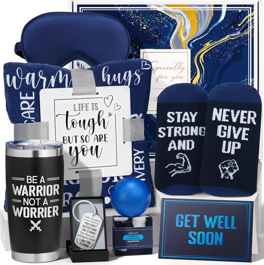 Get Well Soon Gifts for Men, after Surgery Cancer Gifts for Men Chemo Care Package Get Well Gift Basket for Sick Friends, Thinking of You Feel Better Birthday Gifts Box for Men Dad Brother W/Tumbler
