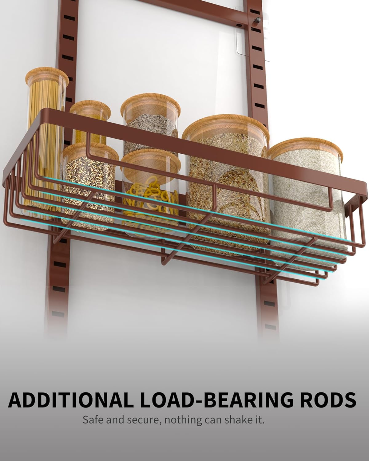 6-Tier Door Food Storage Cabinet Organizer - White Hanging Kitchen Basket Organizer with Wall Mounted Spice Rack - Rear Cabinet Door Spice Rack for Bathroom, Home, Bedroom (Bronze)