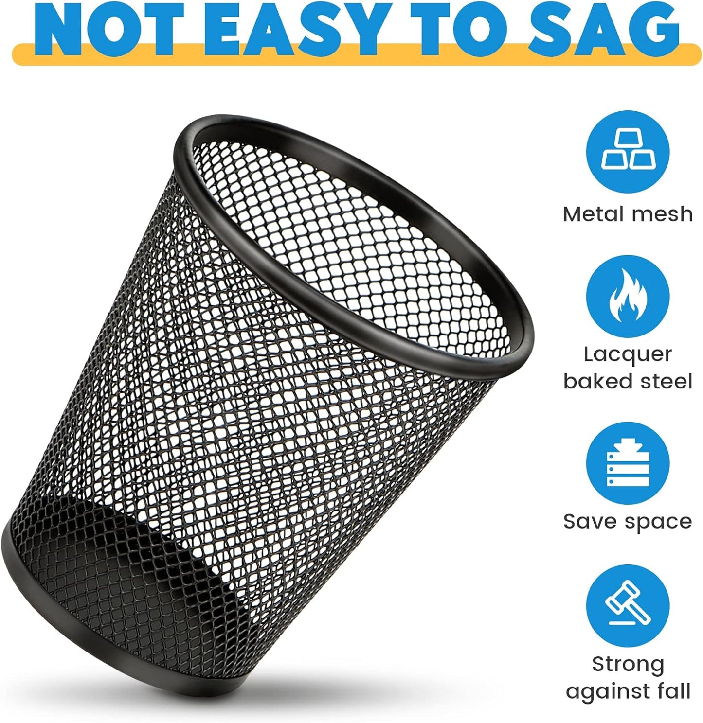 Desk Pen Organizer Set, 4-Pack Mesh Metal Pencil Holders