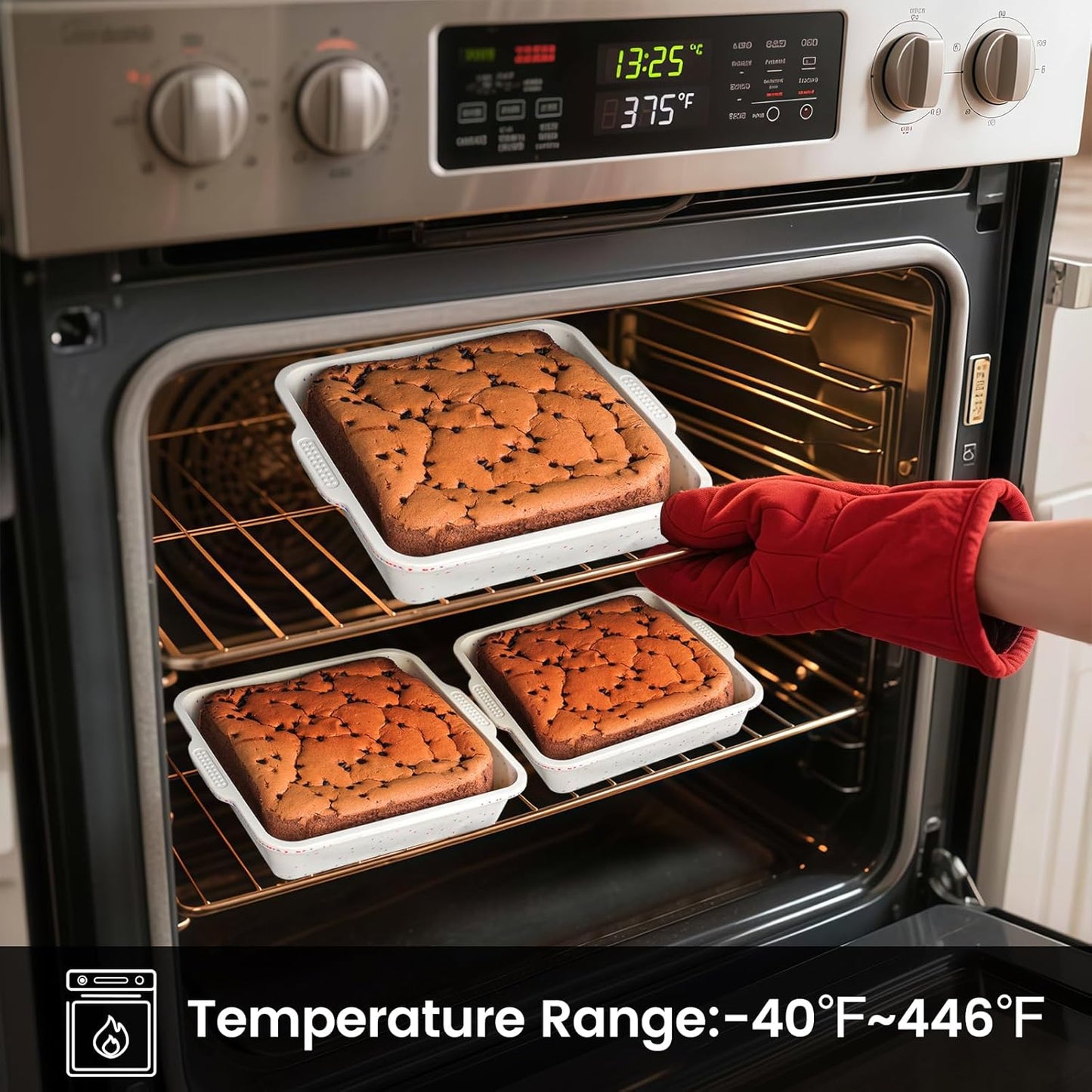 8 Inch Silicone Square Cake Pan with Metal Reinforced Frame, Nonstick Silicone Brownie Pans BPA Free Suitable for Making Cakes, Brownies, Bread