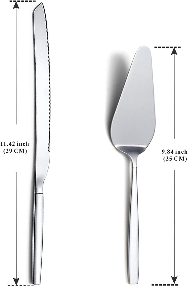 Stainless Steel Wedding Cake Knife and Server Set - Elegant Cake Cutting Set for Weddings, Birthdays, and Special Events