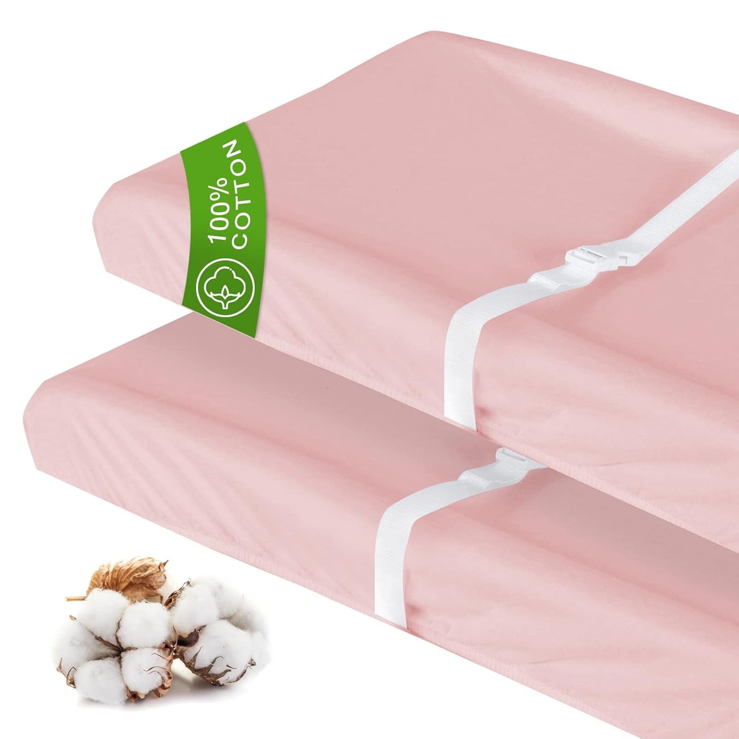 Changing Pad Cover Cotton Pink for Girl, 2 Pack Changing Table Pad Cover Cradle Sheet Soft and Breathable 16" X 32" for Standard Baby Changing Pads, Pink Changing Pad Cover