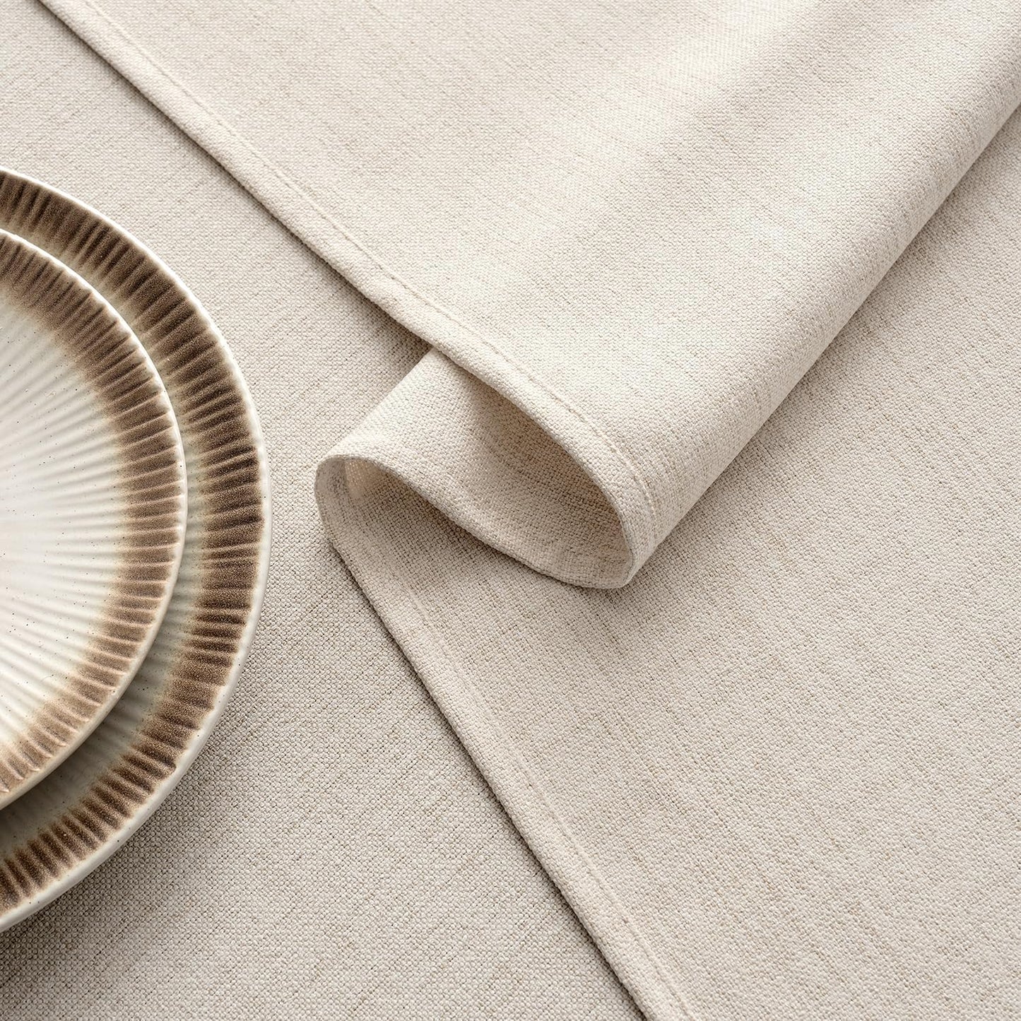 Grayish White Linen Tablecloth 60X84 Inch Rectangle Table Cloth Waterproof,Stain Resistant & Wrinkle Resistant for Dining Party Wedding