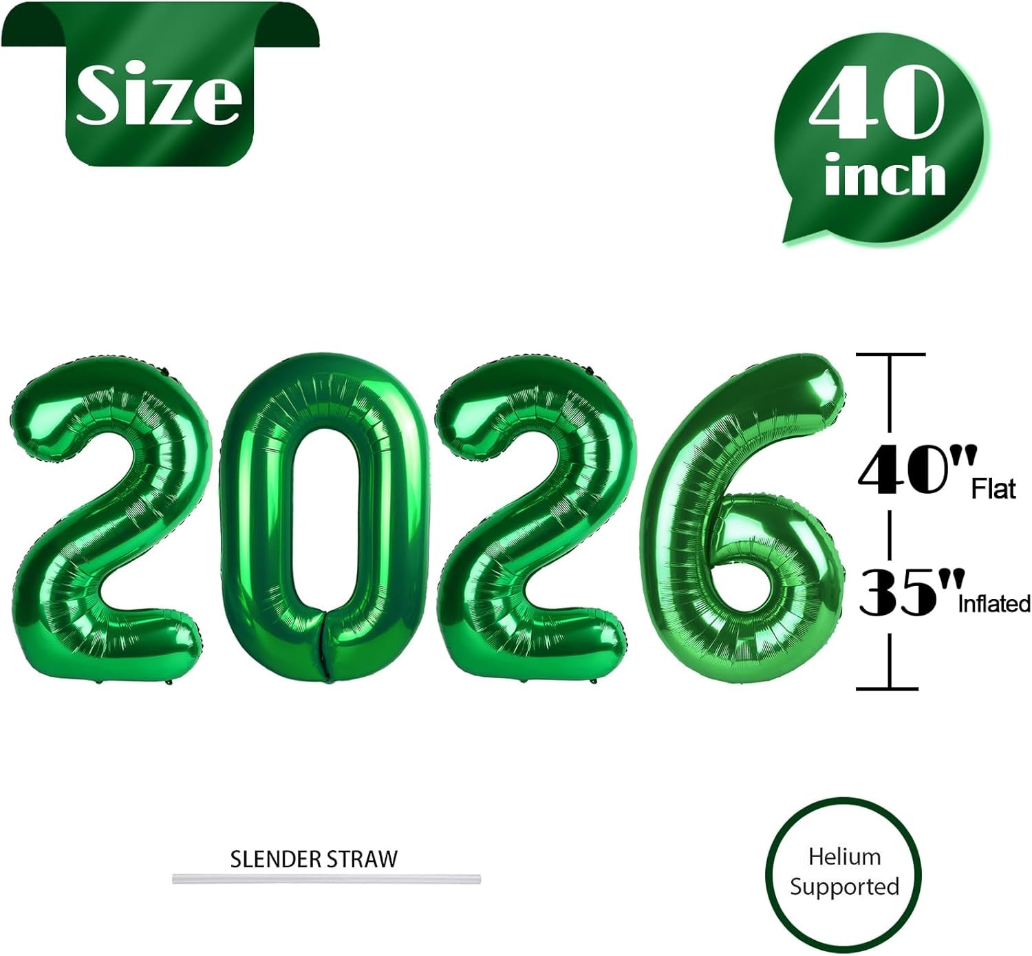 Dark Green 2026 Number Balloon, Black Number Balloons 40 Inch, 2026 Balloon Birthday Decorations, 2026 Birthday Party Supplies