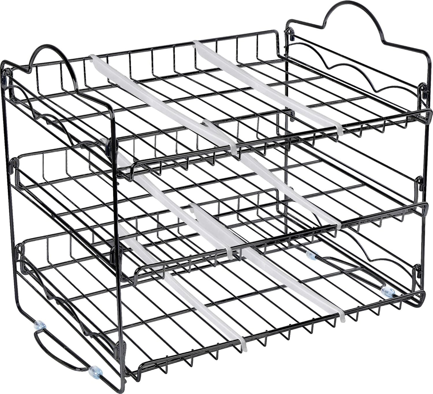 Storage Rack Organizer 16.5 X 12.5 X 13.5 Inch, Stackable, Holds Upto 36 Cans for Kitchen Cabinet or Pantry (Black)