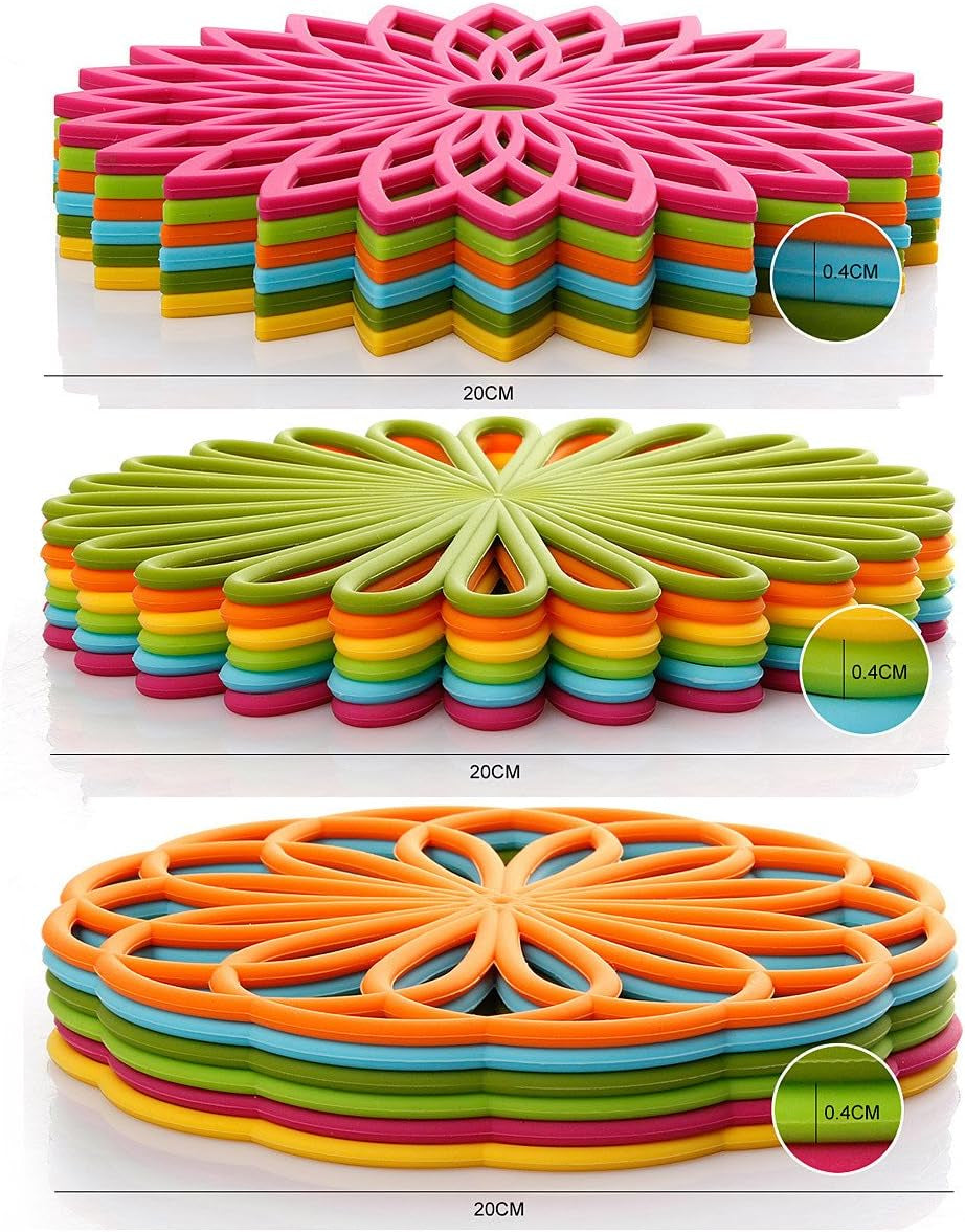 Silicone Trivet Mat - Kitchen Hot Pads for Pots & Dish - Insulated Teapot Trivet - Flexible, Durable, Non-Slip Large Coasters 3 Set Yellow