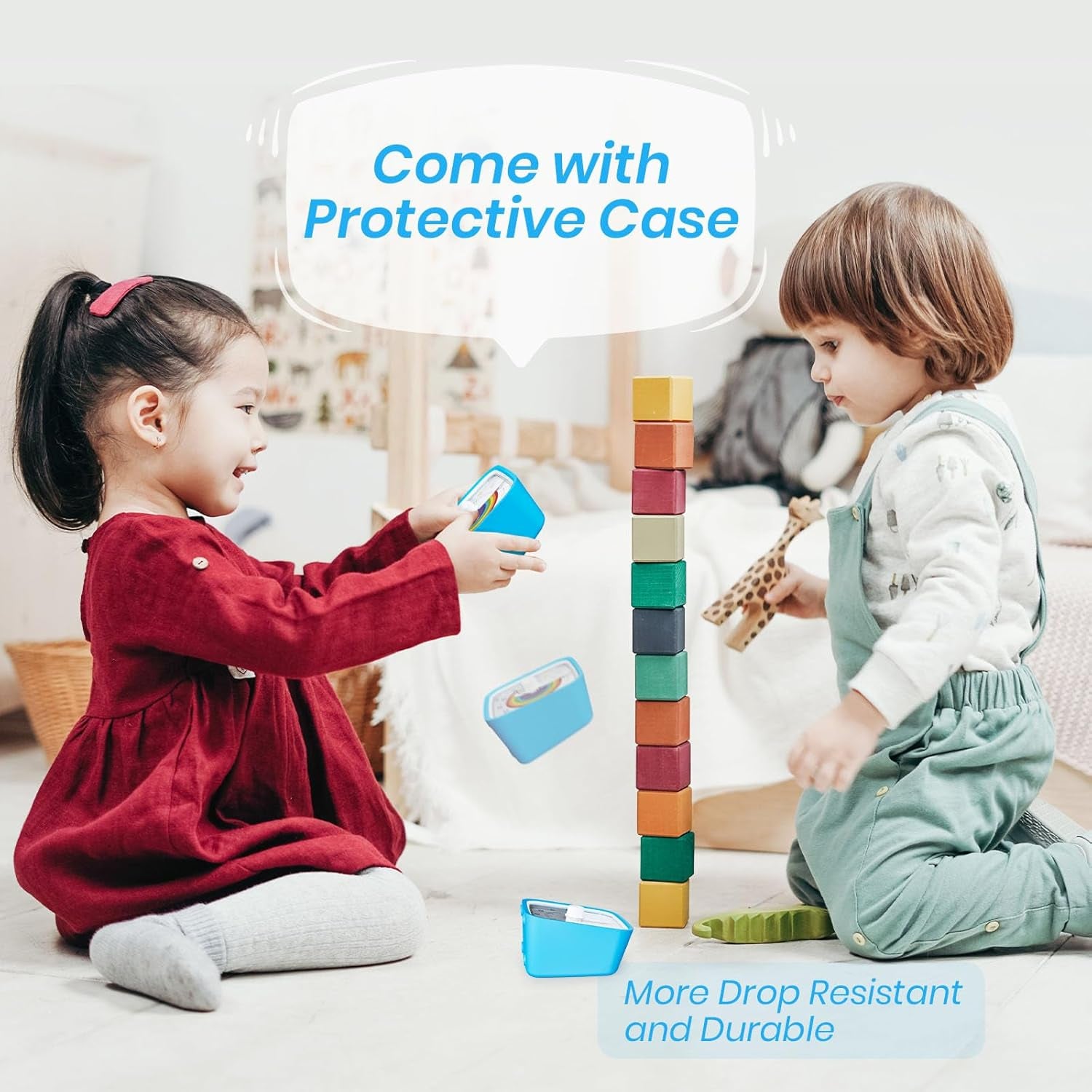 Visual Timer with Protective Case, Rainbow Disk 60 Minute Countdown Timer for Kids and Adults, Silent Time Management Tool(Blue Rainbow)