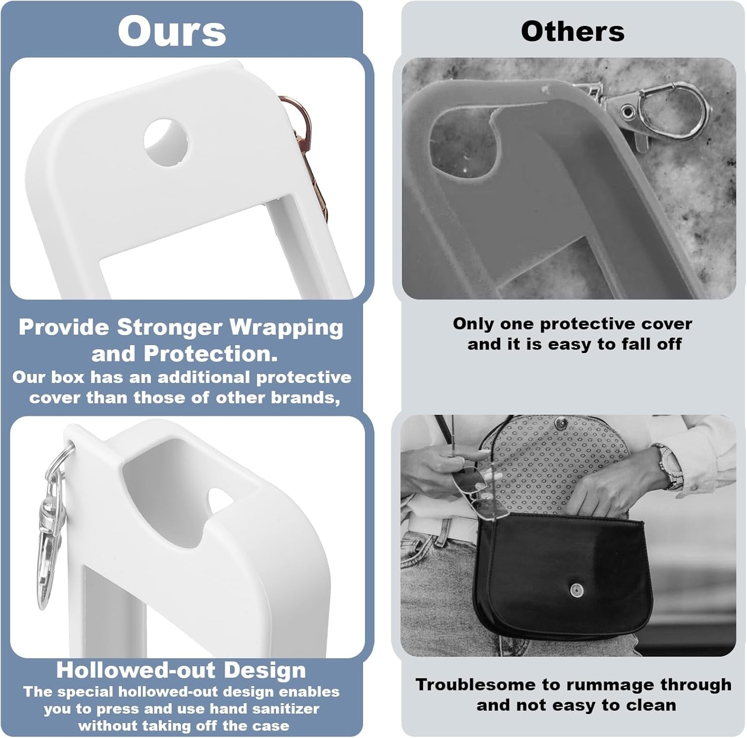 Hand Sanitizer Spray Case for Touchland,Silicone Case with Keychain for Power Mist and Glow Mist1 Fl Oz(White),Travel Size