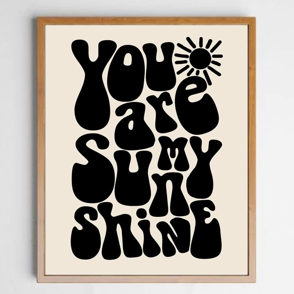 You Are My Sunshine Wall Art, Baby Shower Gift, Baby Room Decor, Sun Nursery Art, Cute Baby Wall Art, Newborn Baby Gift, Black and White, Unframed (11X14 INCH)