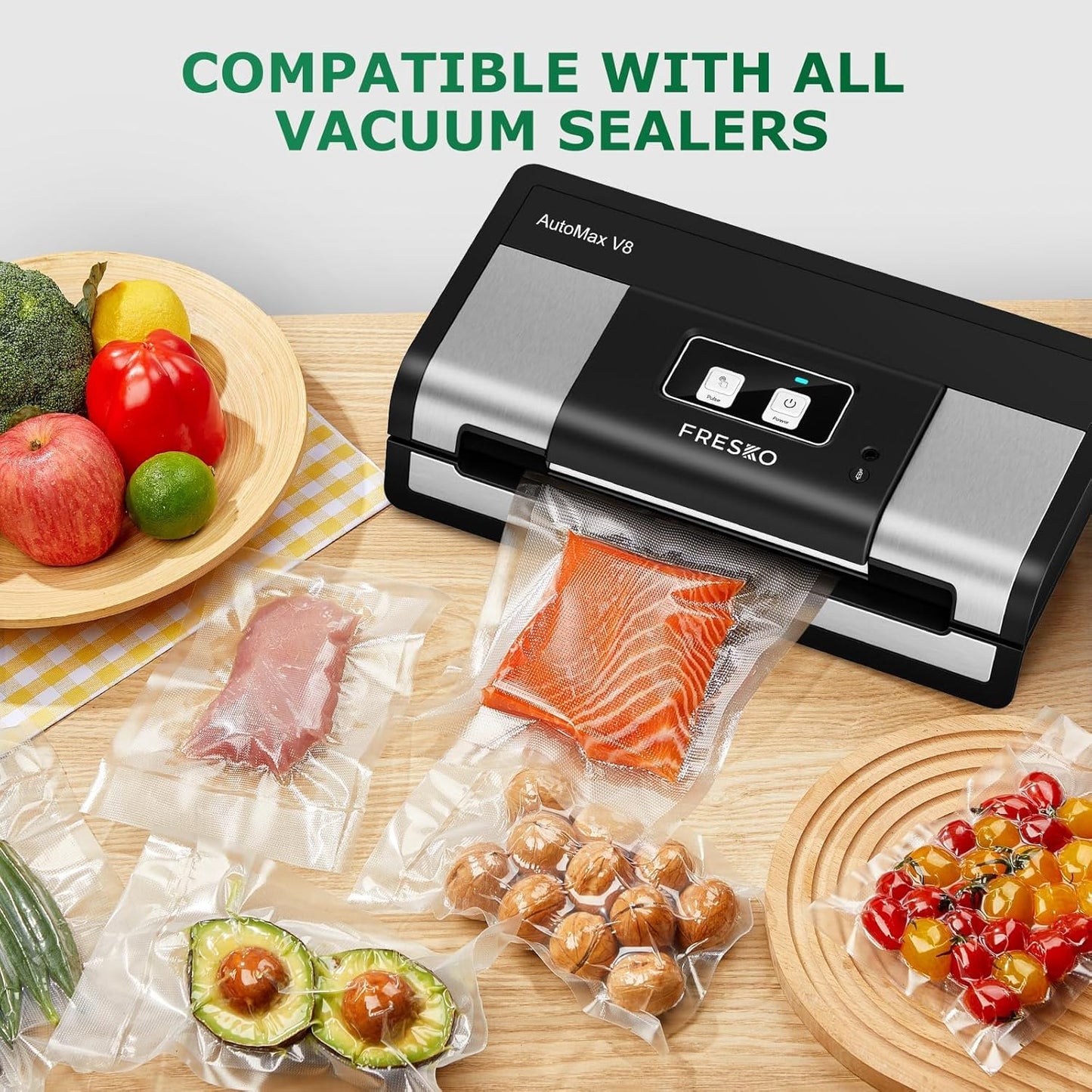 Vacuum Sealer Bags Food Rolls 6 Packs - 8" X 20' & 11" X 20', Commercial Grade Seal a Meal Bags for Storage Food and Sous Vide, BPA Free, Customized Size for Vacuum Sealer