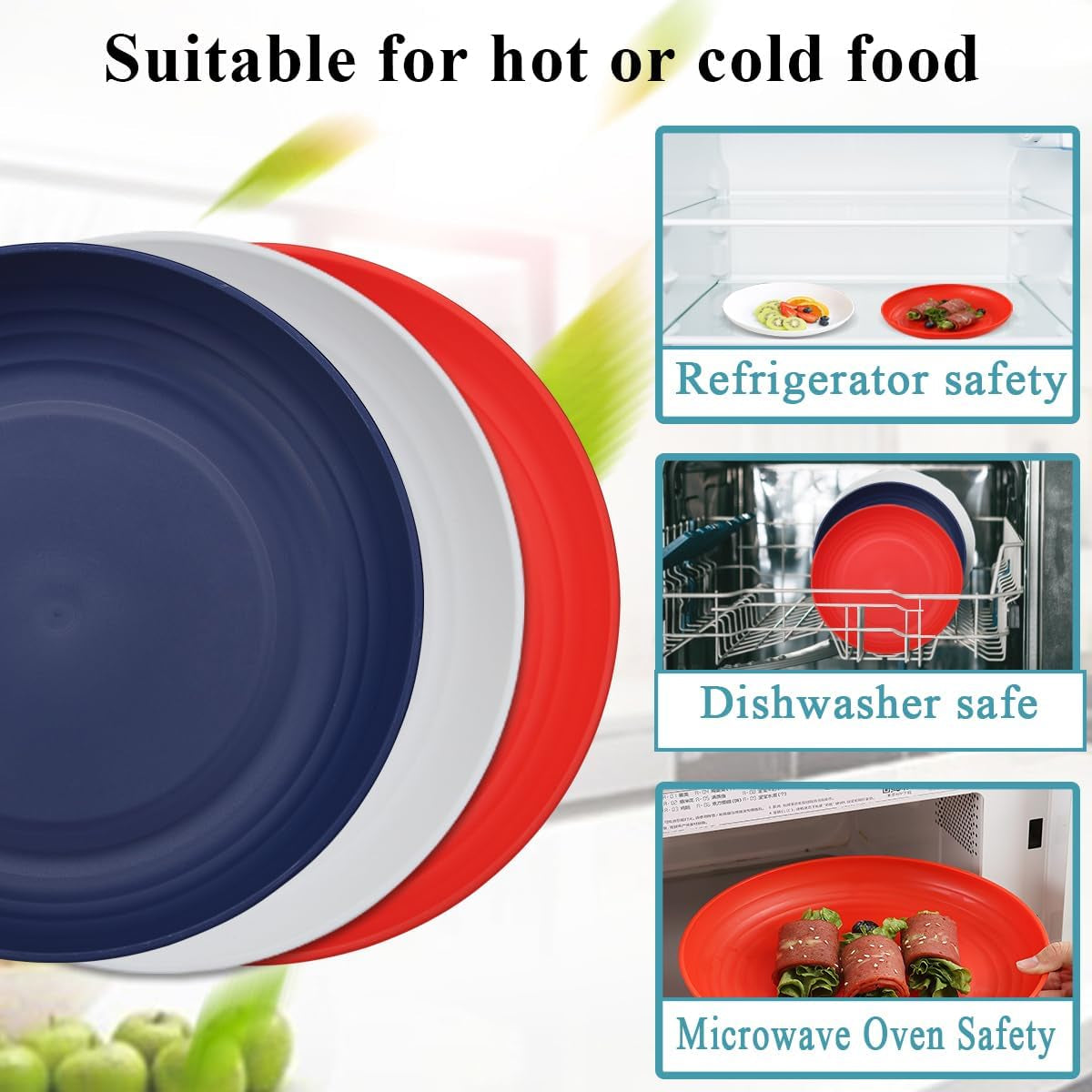 Set of 12 Reusable 9" Plastic Plates in FR Color – Durable and Lightweight Dinnerware for Home, Kids, and Outdoor Activities