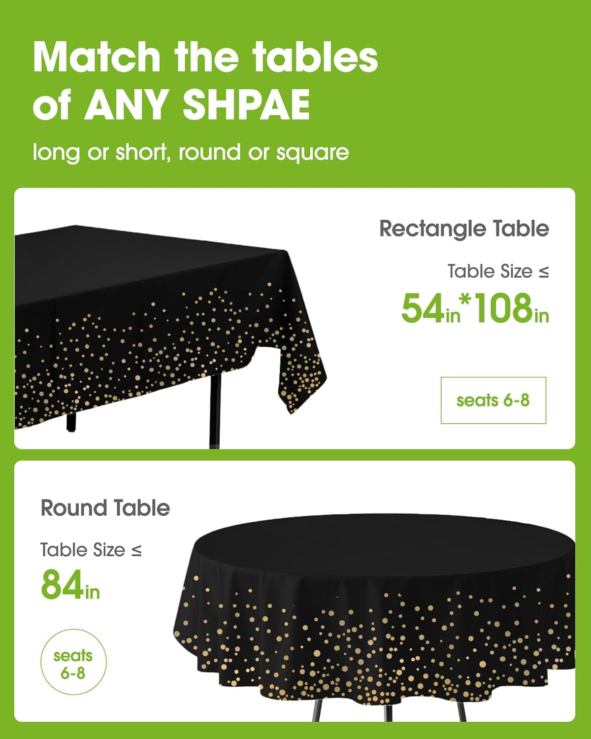 Plastic Table Cloth Disposable 10 Pack, 54 X 108 Inch Table Cloths, Graduation Decorations Class of 2025, Graduation Tablecloths, Rectangle, Plastic Cover, Leakproof & Sturdy, Black and Gold