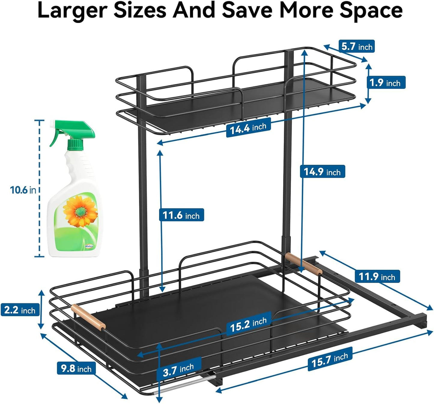 under Sink Organizers and Storage, 2 Tier Bathroom Kitchen Cabinet Organizers, Pull Out under Sink Storage Kitchen Shelf Organizer for under Counter Storage