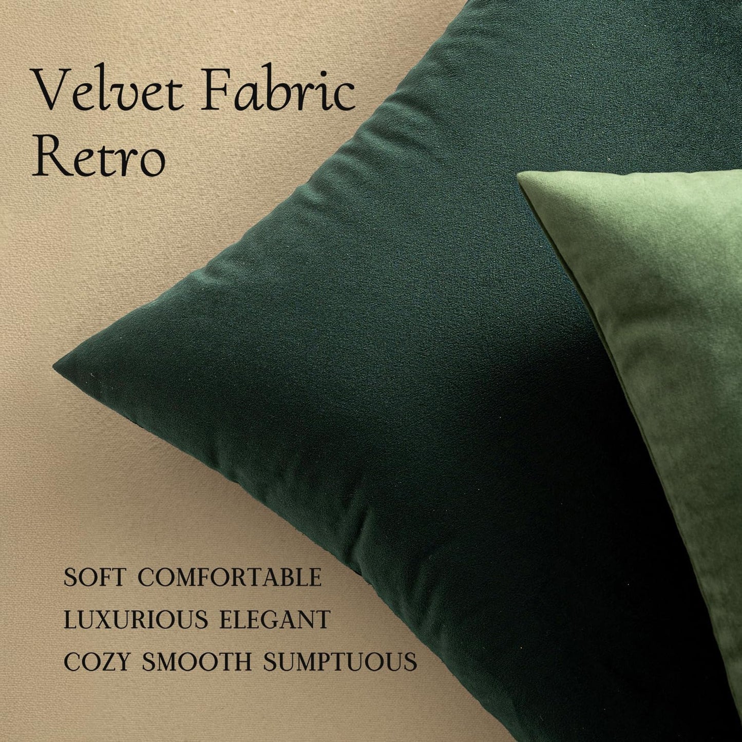 Set of 2 Velvet Soft Solid Decorative Square Throw Pillow Covers - 18x18 Inch (45x45 cm) for Sofa, Bedroom, Couch, and Car - Ideal for Christmas and Spring Decor