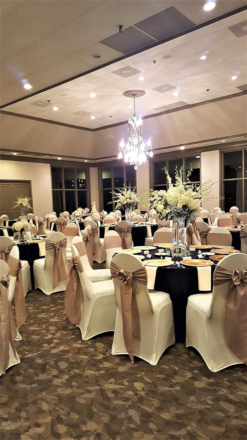 10 PCS Satin Chair Sashes Bows for Wedding Reception- Universal Chair Cover Back Tie Supplies for Banquet, Party, Hotel Event Decorations