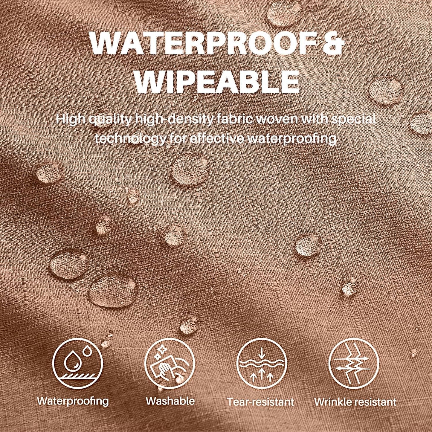 Textured Linen Table Cloth for Rectangle Tables - Coffee Tablecloths Rectangular Waterproof Wrinkle Free Wipeable Dining Table Cover for Spring Wedding Birthday Kitchen Decor, 52 X 70 Inch