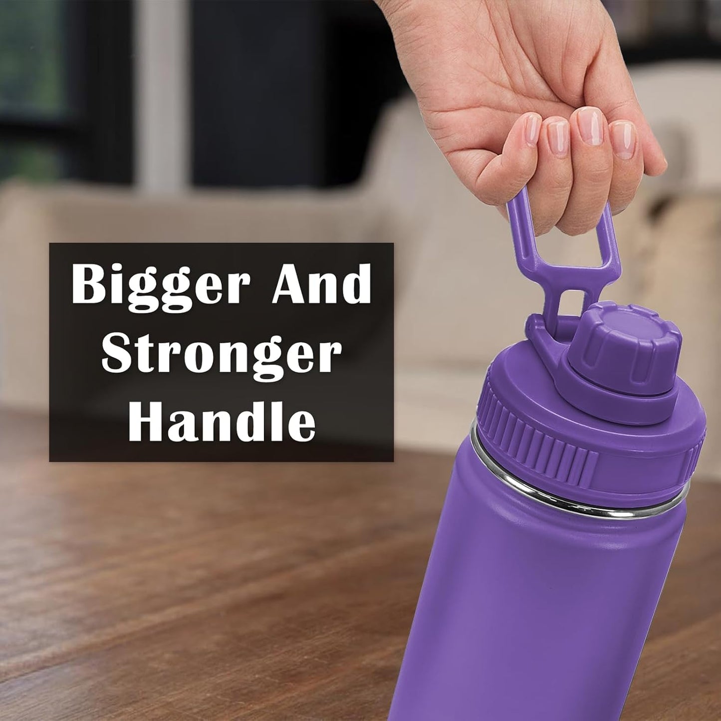 Spout Lid for Hydro Flask Wide Mouth Sport Water Bottles,2 Pack Replacement Lids for Most 12,14,16,18,20,22,32,40,64Oz Wide Mouth Water Bottles with Handle Easy to Carry (Black+Purple)