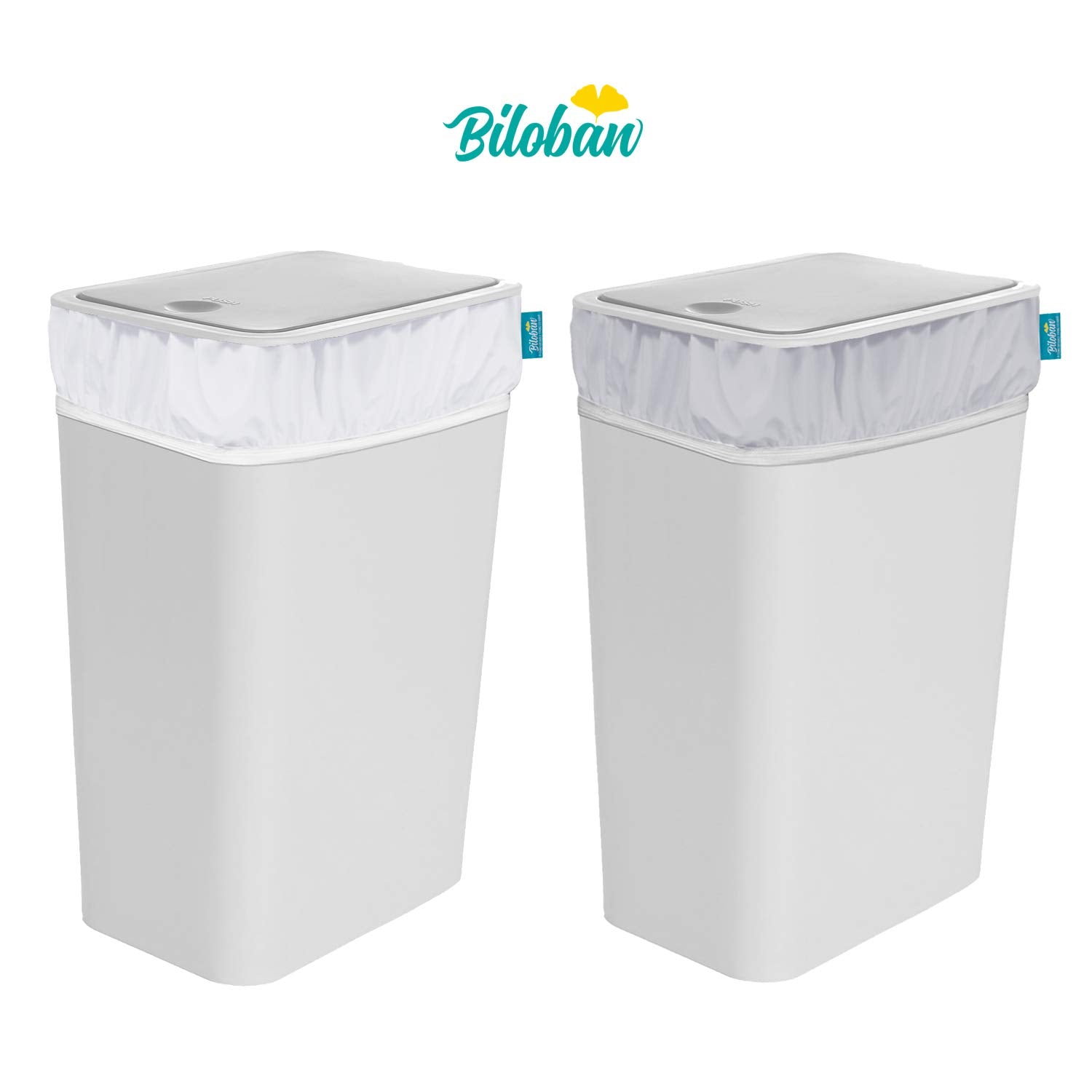 Reusable Diaper Pail Liner Bags 2 Pack for Ubbi Diaper Pail, Waterproof Larger Capacity & Washable Wet Bag for Dirty Diapers, Cloth Diaper, Laundry and Kitchen Garbage, Grey & White