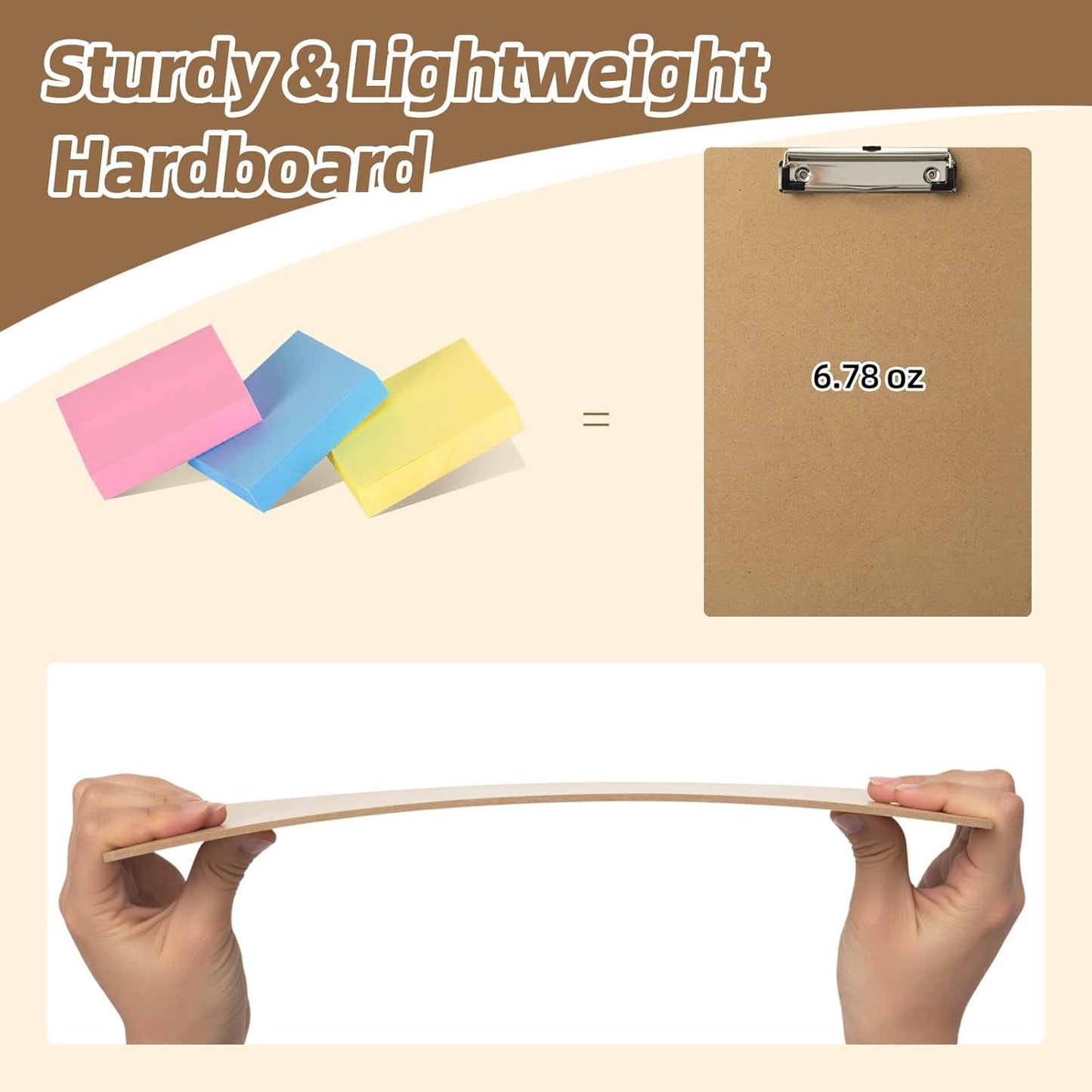 6 Pack Clipboard 8.5 X 11 Letter Size Clip Boards Bulk, A4 Wooden Hardboard Office Clipboards Pack for Classroom, Work-Meetings, Brown