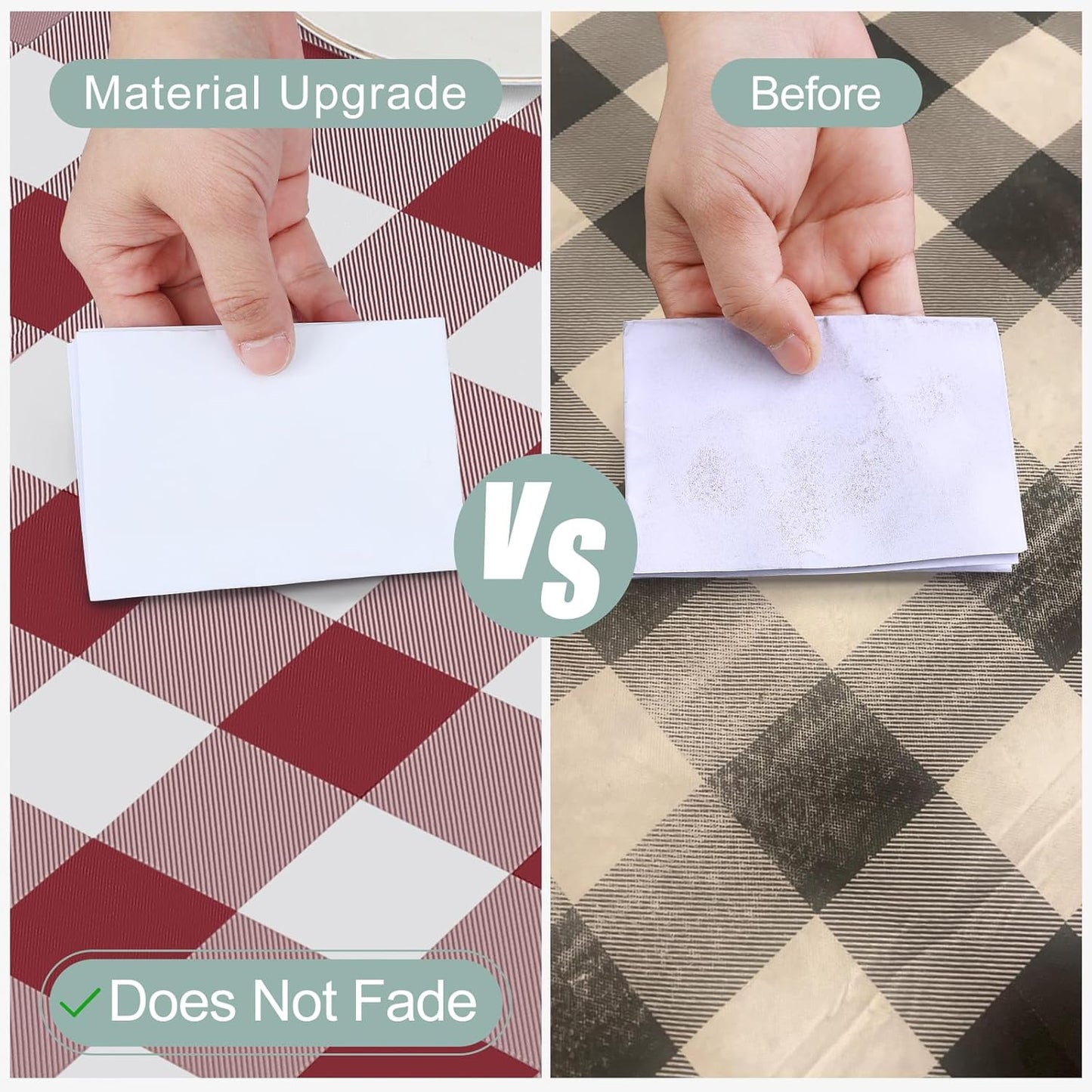 Rectangle Waterproof Vinyl Table Cloth, Buffalo Flannel Backed Tablecloth, Wipeable Plastic Table Cover for Dinner, Kitchen, Outdoor (60" X 84", Burgundy and White)