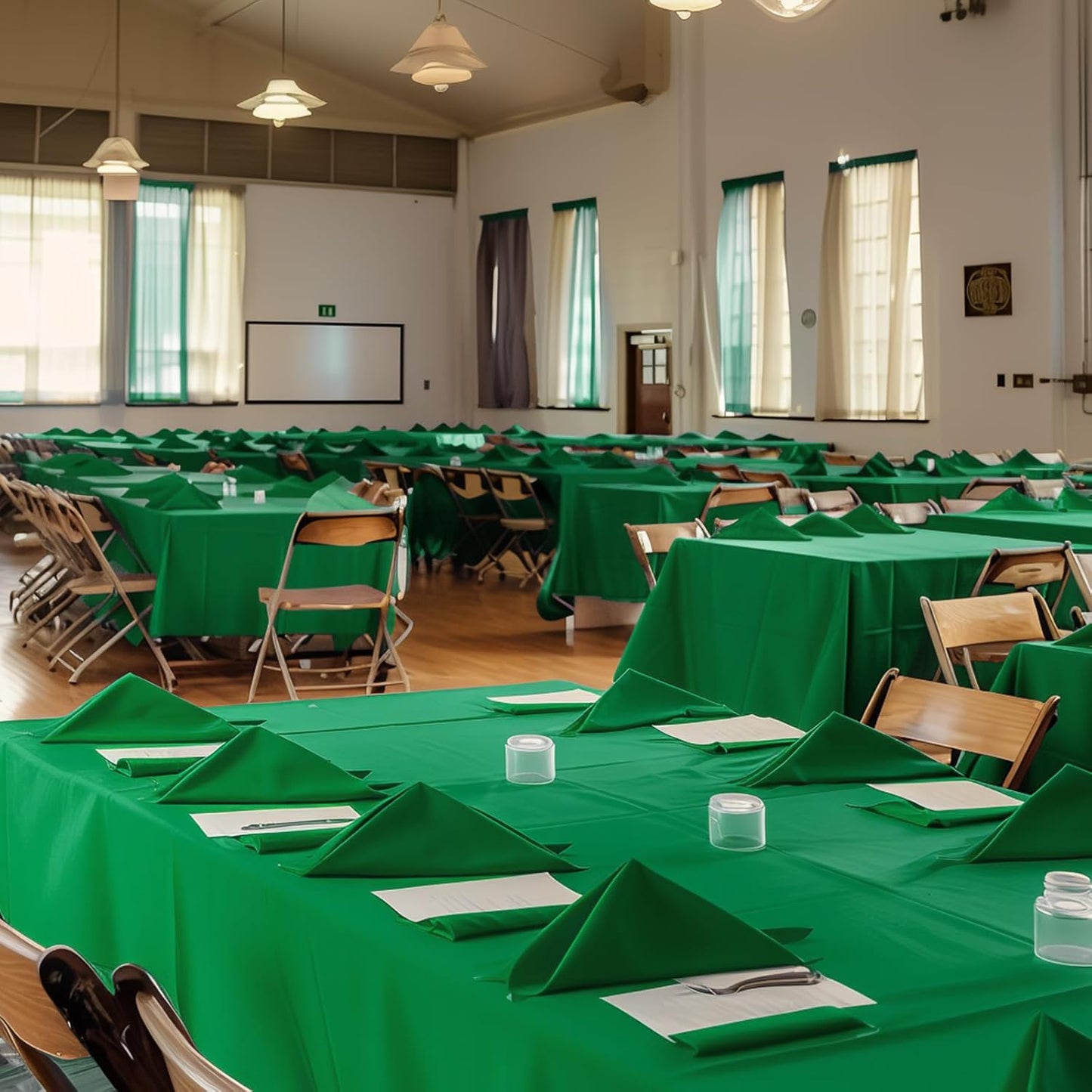 Green Plastic Table Cloth - 30 Pack 54" × 108" Rectangle Disposable Tablecloths for 6FT Tables, Waterproof Table Cover for Party, Holiday & Gathering Use