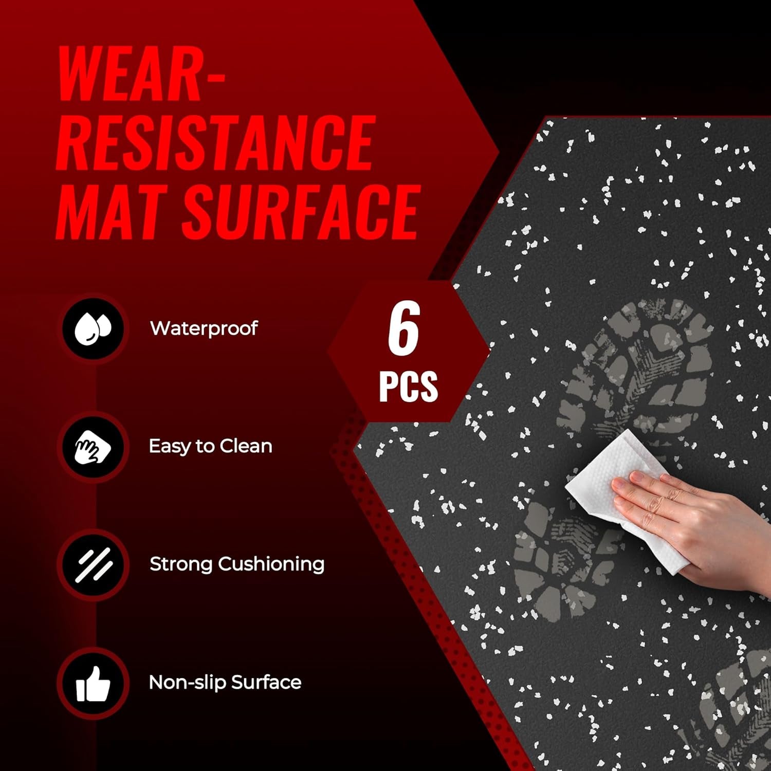 6-Piece Set of 0.56-Inch Thick High-Density EVA Foam Exercise Mats with Rubber Top, Interlocking Gym Flooring for Home Use, Protective Workout Mat, Black/Grey, 24 Sq Ft