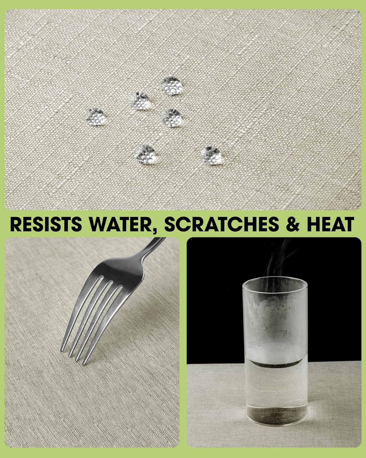 Rectangle Linen Tablecloth Waterproof & Stain Resistant, Wrinkle-Free Table Cloth Adds Elegance and Protection, Ideal for Dining, Party, Wedding and Outdoor, 52 X 70 Inch, Cream, Ivory