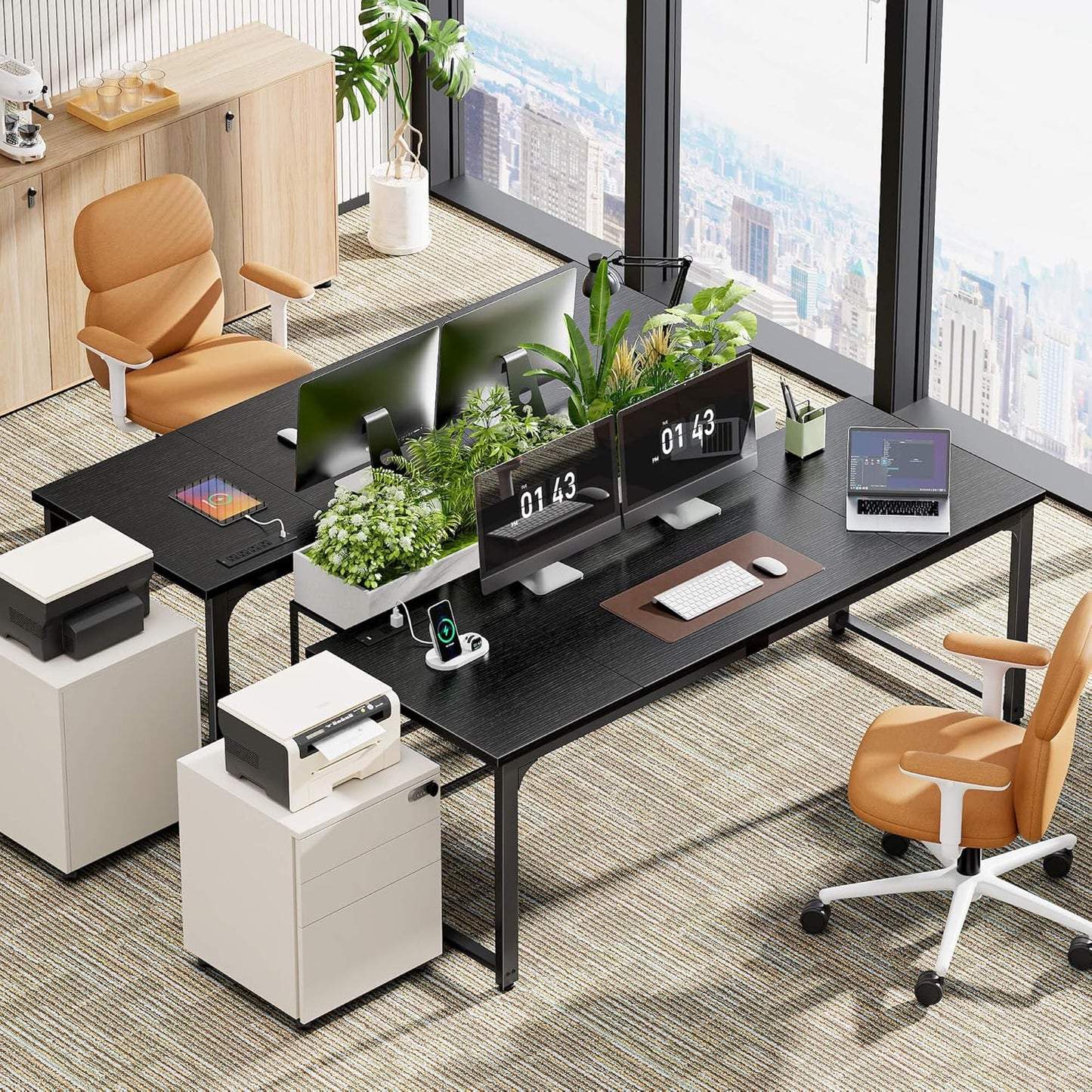 63 x 24 Inch Heavy-Duty Computer Desk with Power Outlets & USB-C, Enhanced Desktop Thickness, Sturdy Metal Frame, Ideal for Home Office and Gaming, Black