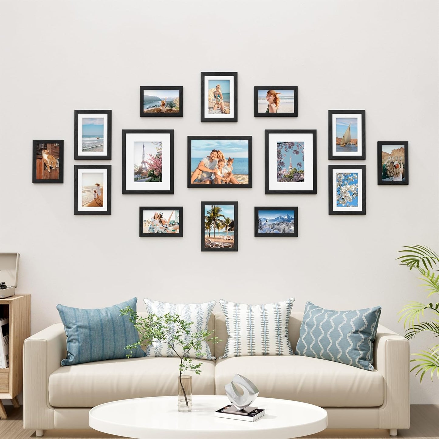 15 Pack Picture Frames Collage Wall Decor for Mounting or Tabletop Display, Gallery Frame Set for Family, Multi Sizes Including 3Pcs 8X10, 6Pcs 5X7, 6Pcs 4X6, Black