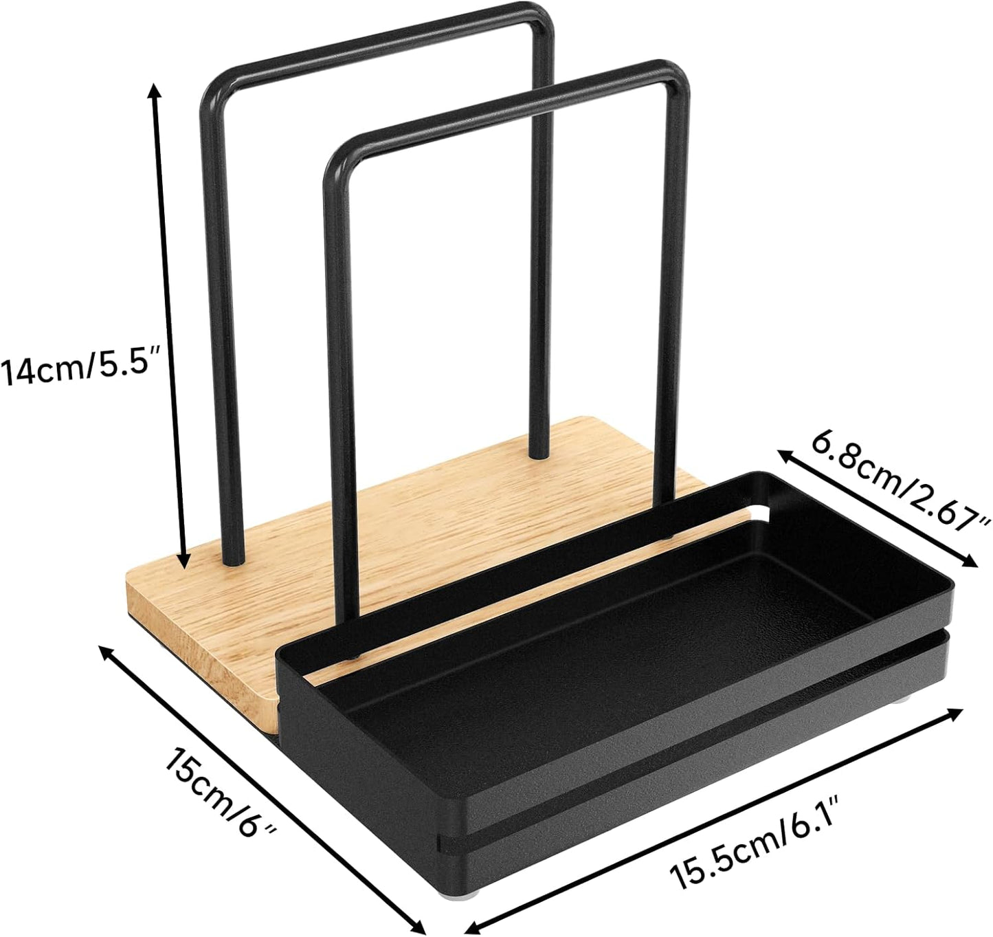 Napkin Holder, Wood Metal Napkin Holder for Table with Salt and Pepper Shakers Caddy, Standing Paper Napkin Dispenser for Kitchen Dining Countertop Decor, Wood & Metal Base, Black