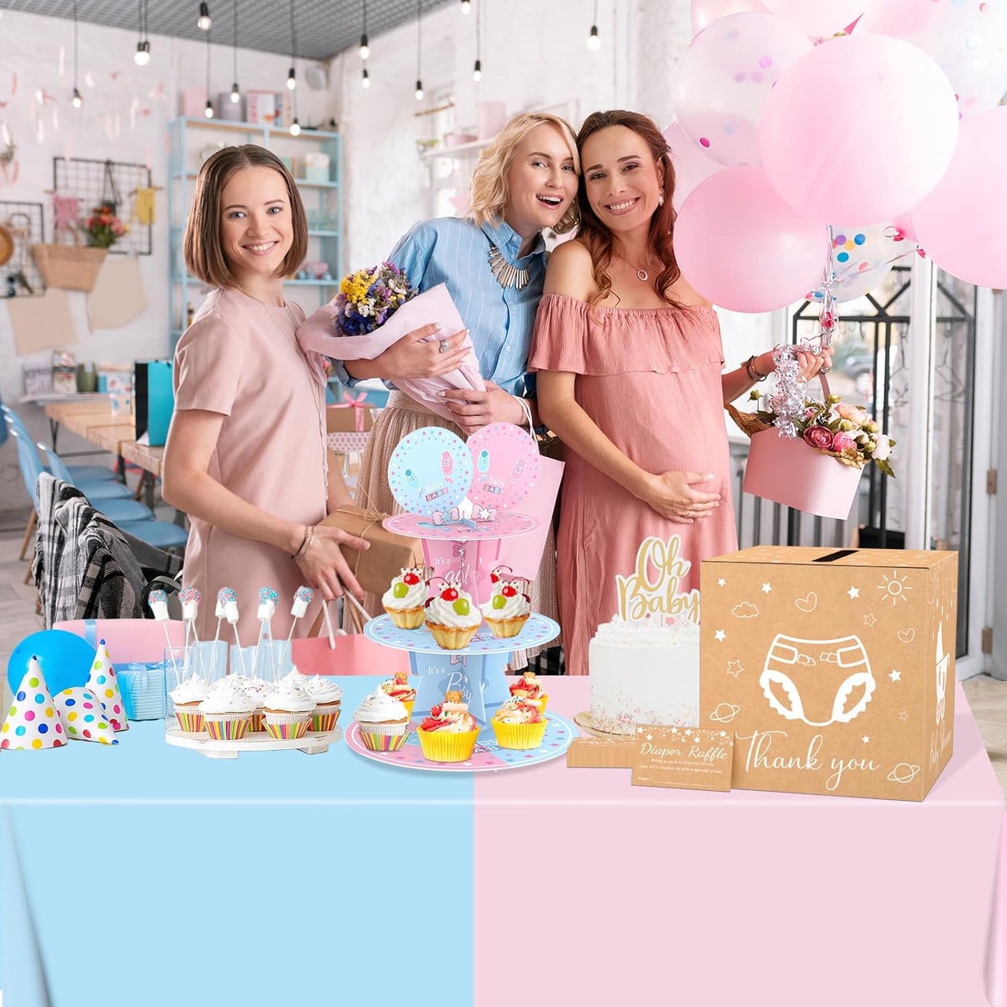 Brown Diaper Raffle Card Box for Baby Shower, 50 Pcs Diaper Raffle Tickets with Advice and Wishes, Gender Reveal Baby Shower Games, Party Decorations Supplies