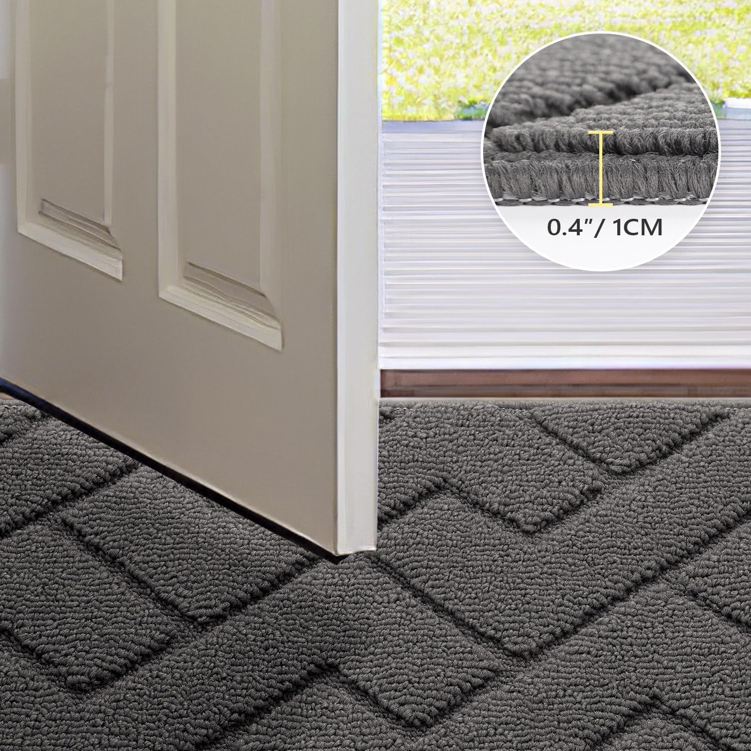 Indoor Absorbent Doormat, Odor-Free and Non-Slip, 20" x 31.5", Low-Profile Washable Floor Mat for Entryway (Grey)