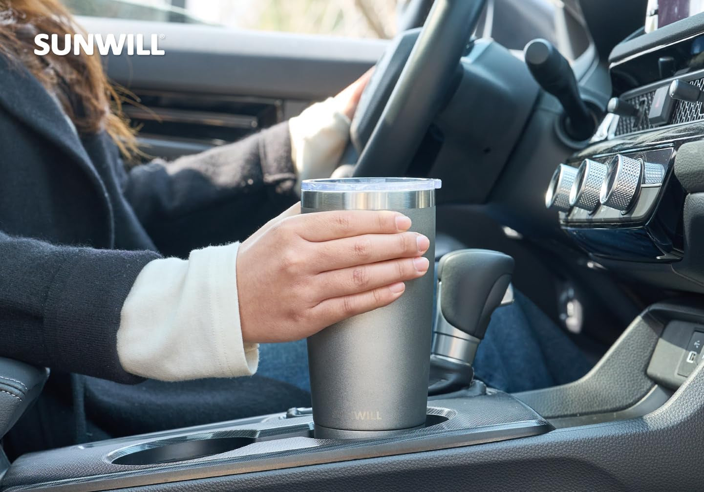 Travel Coffee Tumbler 20 Oz, Insulated Mug with Lid, Stainless Steel Cup for Hot and Cold Drinks, Cool Grey