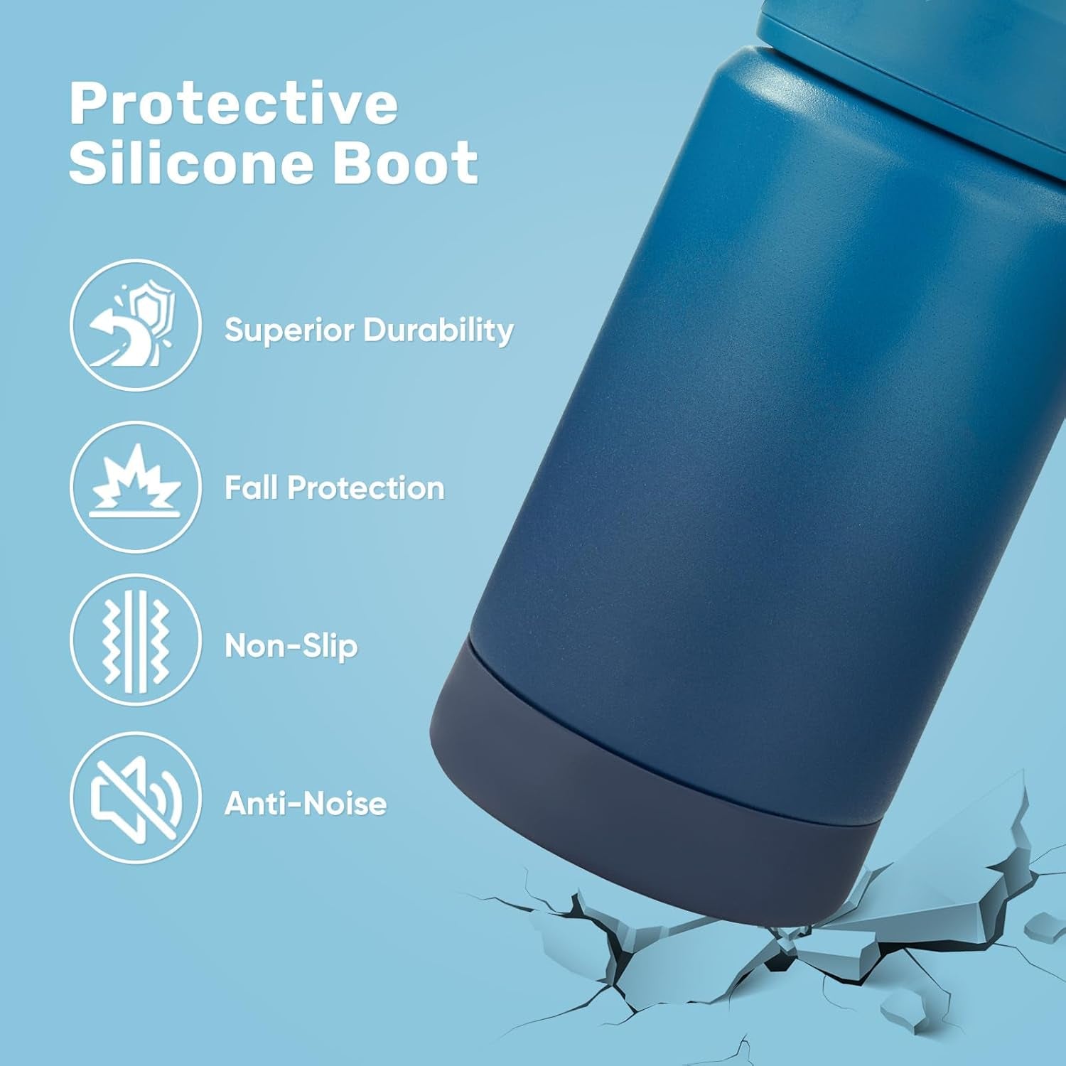 12 Oz Water Bottle, Kids Water Bottles for School, Toddler Water Bottle with Straw & Handle, 304 Stainless Steel Insulated Water Bottle, Non-Slip Silicone Base, BPA Free, Gradient Blue