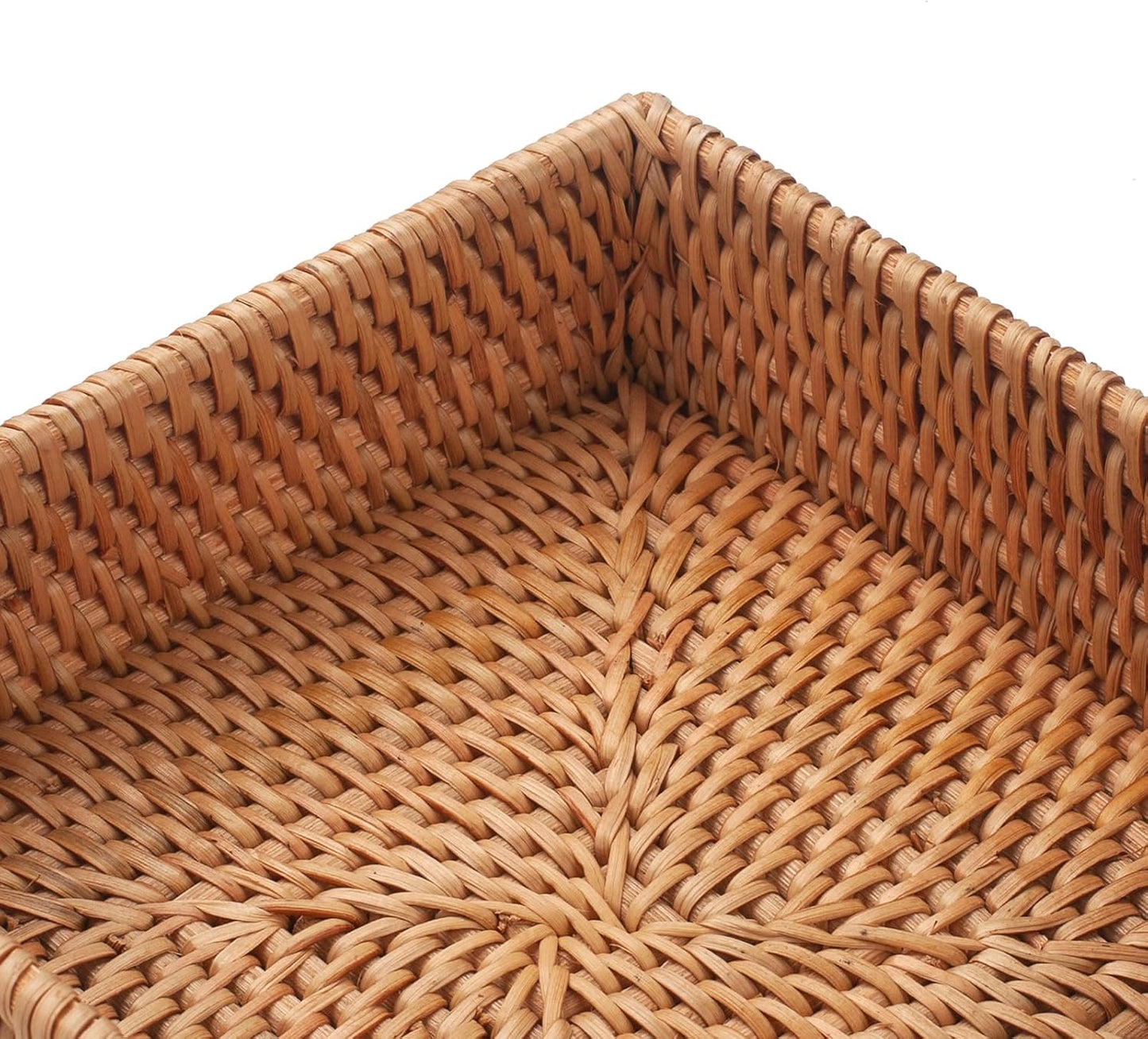 Rattan Napkin Holder Square Woven Flat Napkin Basket Tray for Tables 7.5" X 7.5" X 2.5"