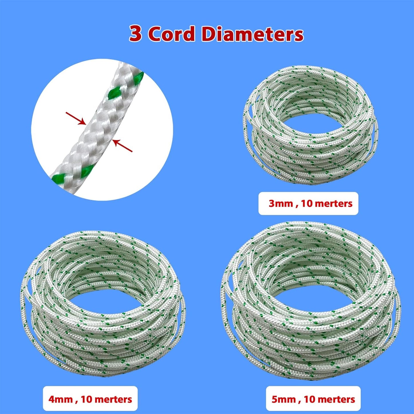 Replacement Recoil Starter Rope Pull Cord for Craftsman Husqvarna STHIL Sears Poulan Chainsaw Lawn Mower Trimmer Edger Brush Cutter Engine Parts