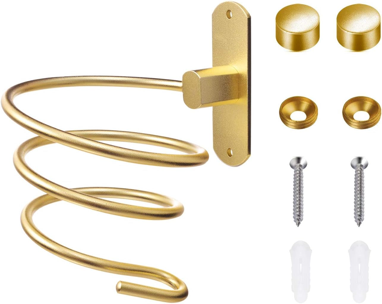 Wall-Mounted Gold Hair Dryer Holder for Bathroom Hair Care Tools