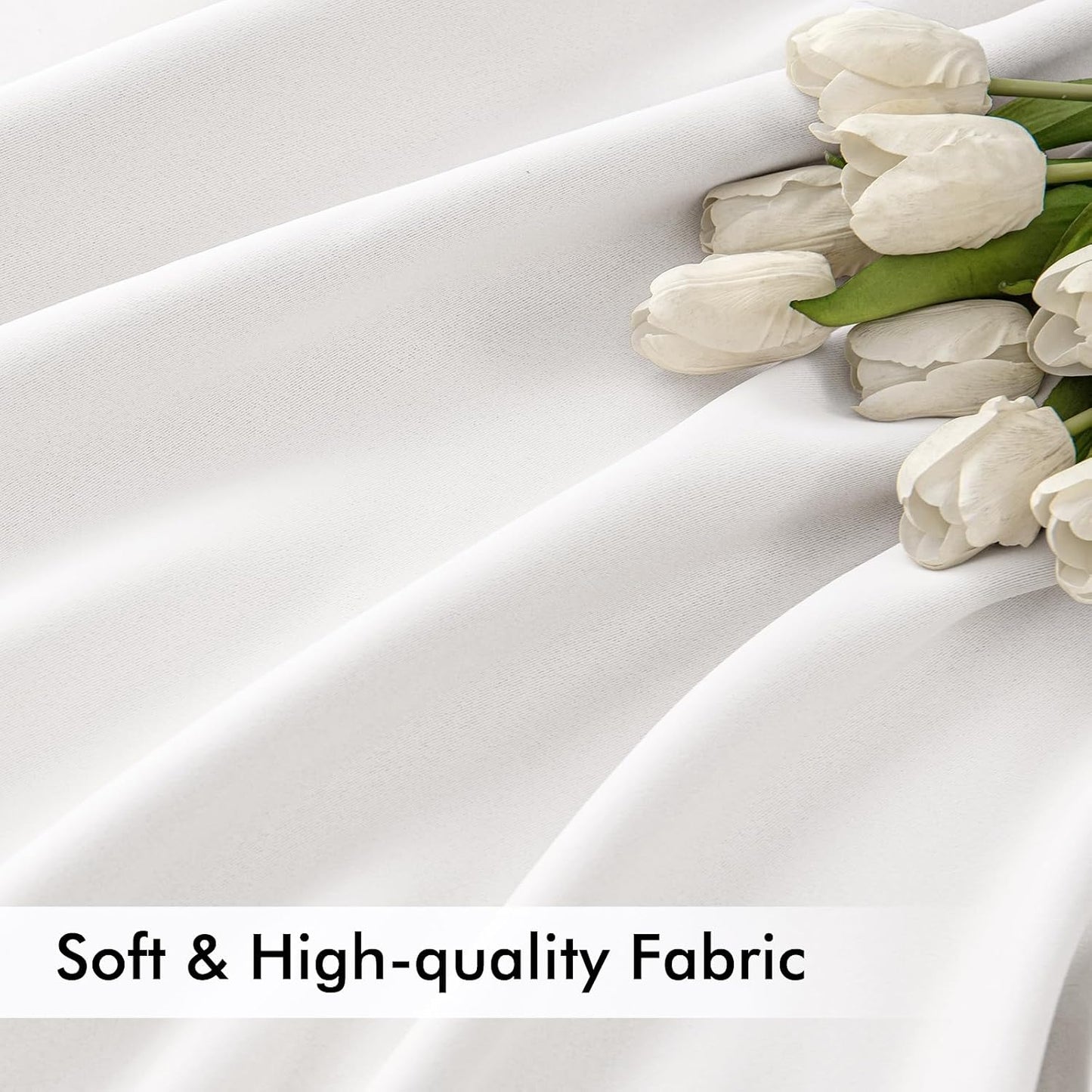 Pure White Back Tab Blackout Curtain Set, 96-Inch Length, 2 Panels for Bedroom, Rod Pocket/Pinch Pleat, Thermal Insulated Light Blocking Drapes for Living Room