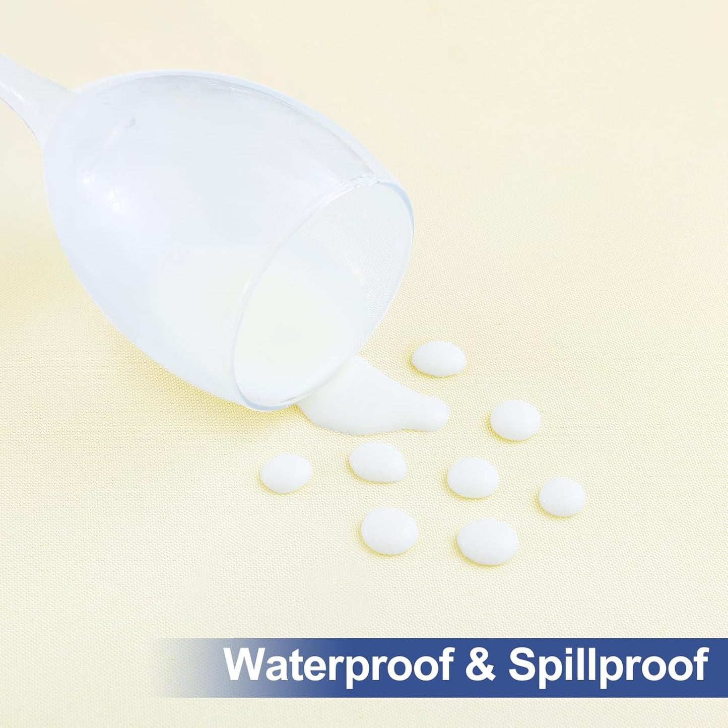 2 Pack Rectangle Table Cloth, Elastic Fitted Fabric Tablecloth Fits for 5 Foot Folding Tables, Washable Table Cover for Picnic, Camping, Indoor & Outdoor (Cream Yellow, 30" X 60")