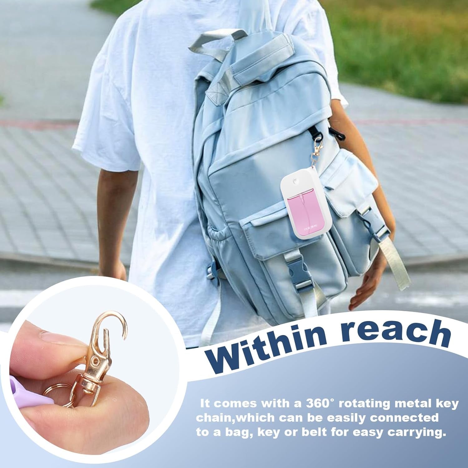 Hand Sanitizer Spray Case for Touchland,Silicone Case with Keychain for Power Mist and Glow Mist1 Fl Oz(White),Travel Size