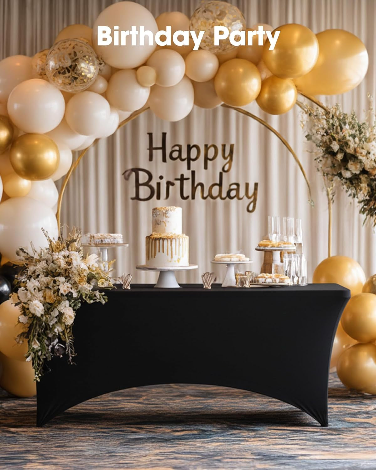 Spandex Tablecloth 6Ft - 2 Pack, Fitted and Tight Cloth for Rectangle Table, Wrinkle-Free and Stretch Table Cover for Party, Wedding, Banquet and Birthday, Black