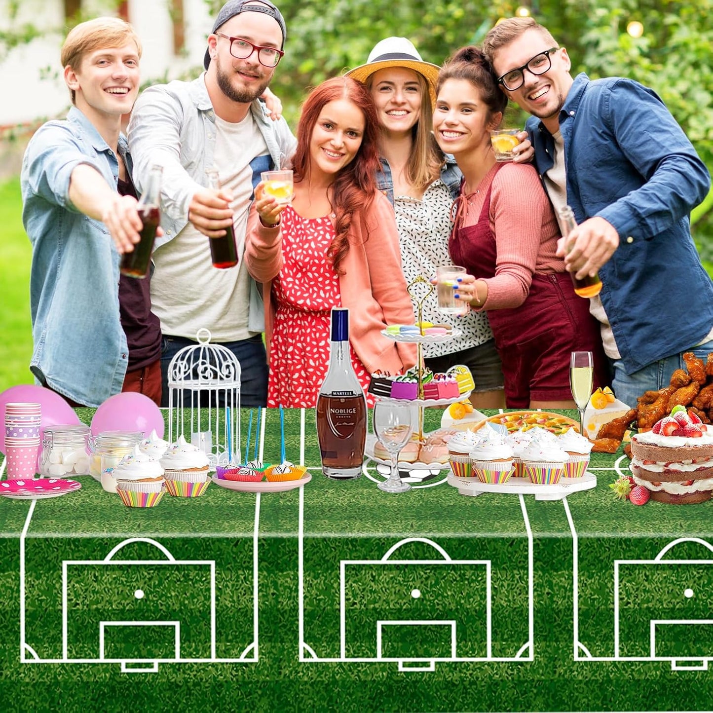 2 Pack Soccer Plastic Tablecloth Soccer Party Decorations Soccer Grass Disposable Rectangle Table Cover for Soccer Theme Birthday Party Decoration 54 X 108 Inch