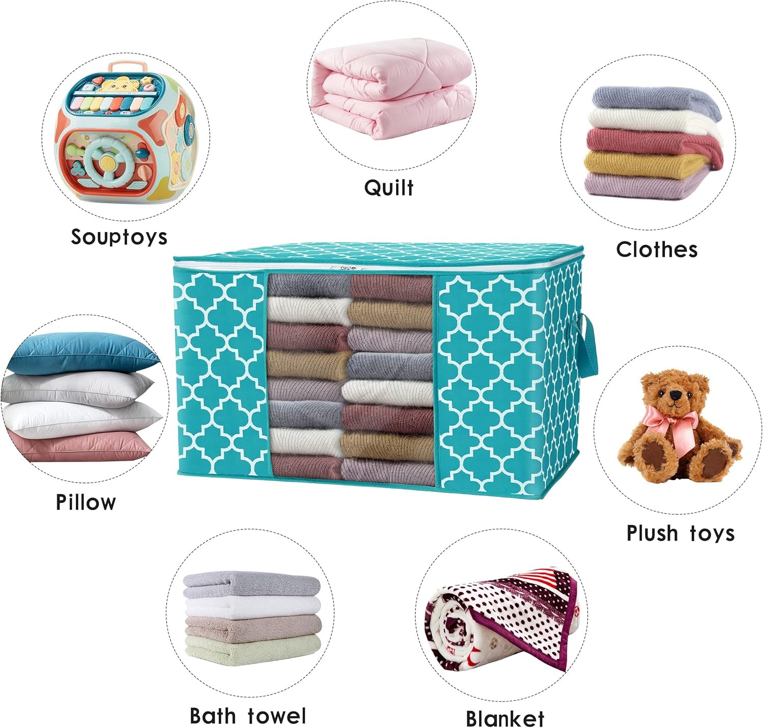 Storage Bags 100L 2-Pack Large Blanket Clothes Organization and Storage Containers for Bedding, Comforters, Foldable Organizer with Reinforced Handle, Clear Window, Sturdy Zippers,Green